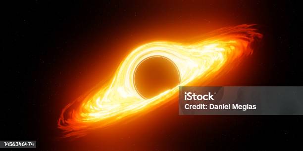 Black Hole And A Disk Of Glowing Plasma 3d Render Stock Photo - Download Image Now - Black Hole - Space, Art, Supernova