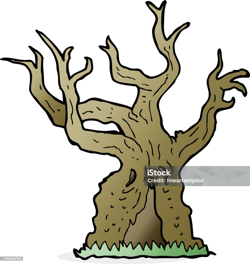 Cartoon Spooky Old Tree Stock Illustration - Download Image Now - Art ...