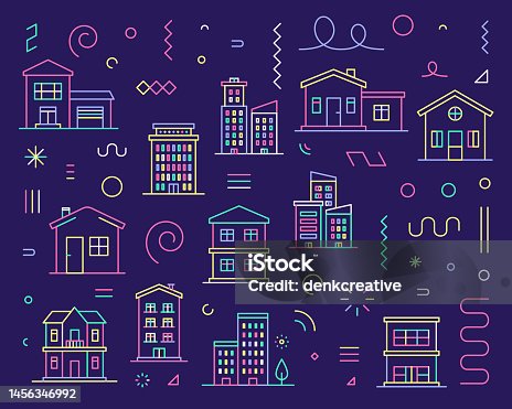 istock Line Icon Set & Pattern for Housing & Urban Development 1456346992