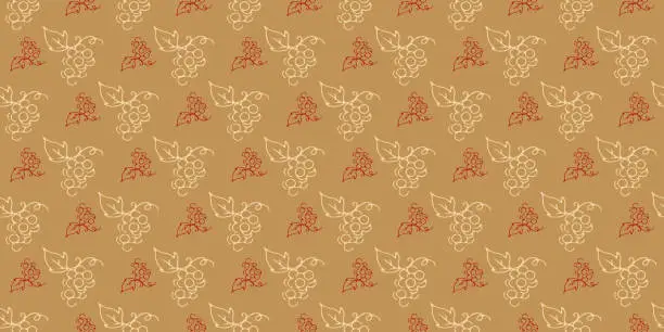 Vector illustration of Pattern with grapes on gold. Seamless background. Texture for wallpaper