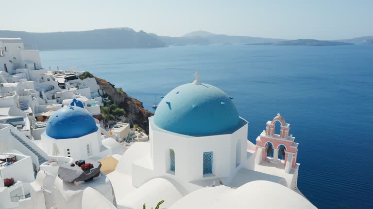 Orthodox Church and other buildings in Oia, Santorini, Greece