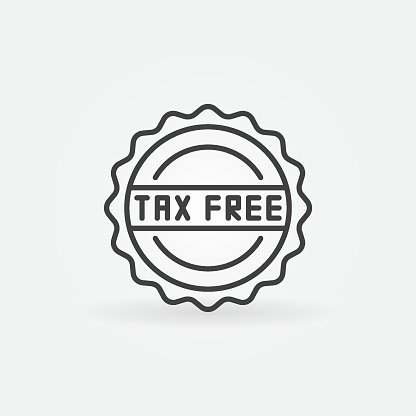 Tax free minimal icon - vector badge or label in thin line style