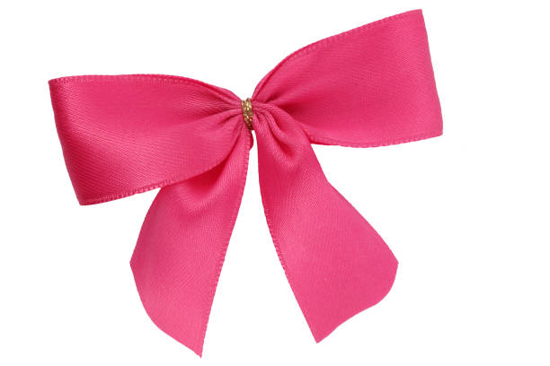 istock Pink gift bow ribbon isolated on white 1456352748