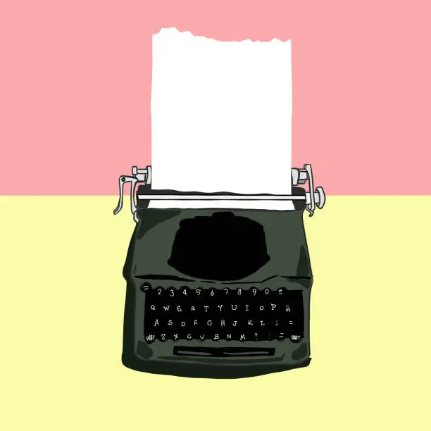 Vector illustration of Typewriter on color background.