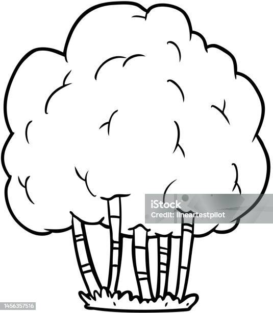 Tree Line Drawing Simple Cartoon Line Drawing Of A Tree Stock Illustration - Download Image Now - Art ...