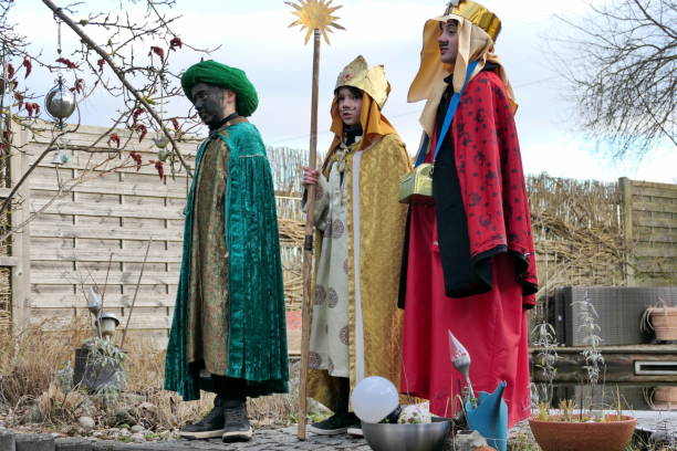 Baierbrunn, Germany - January 2023. The sixth of January is a holiday in the German Catholic communities. As a custom, mostly children and young people go from door to door collecting donations. Before they move on, they write \
