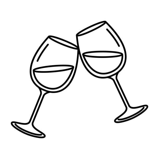 Vector Cute Wine Glasses Cheers Icon Isolated Stock Illustration - Download  Image Now - Abstract, Alcohol - Drink, Art - iStock