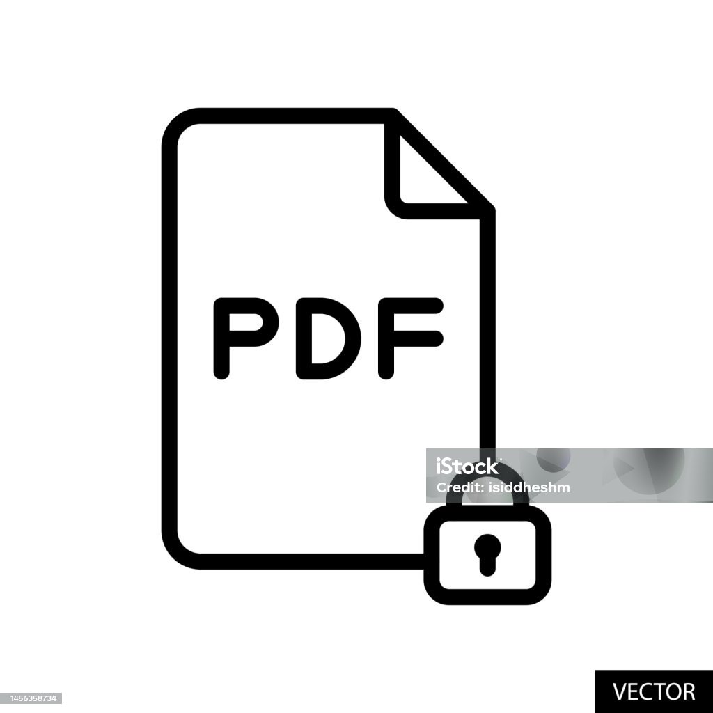 รหัสผ่านป้องกันไฟล์ Pdf เข้ารหัส ล็อคไอคอนเวกเตอร์เอกสารในการออกแบบสไตล์เส้นแยกบนพื้นหลั  ภาพประกอบสต็อก - ดาวน์โหลดรูปภาพตอนนี้ - Istock