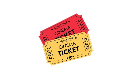 Cinema or Movie ticket in flat style ,Admit one coupon entrance vector icon