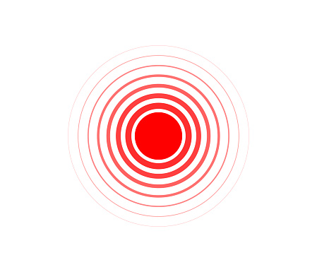 Red Symbol throbbing pain , Pain circle icon, Red rings vector icon