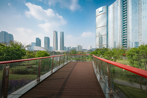 Modern Urban Architecture in Chengdu in Sunny Days