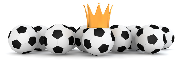 Soccer balls with a one crown isolated on white background