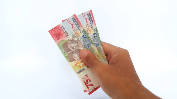istock Hand holding Indonesian Rupiah money on white background 1456378728