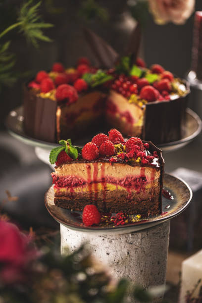 istock Slice of delicious layered mousse cake 1456380621