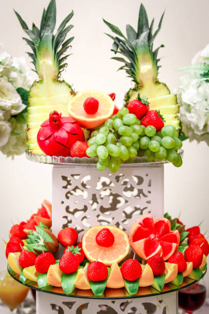 istock Beautifully decorated catering banquet table with different food snacks 1456381986