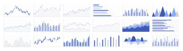 istock Business graphs and charts icons. Business infographics icons. Statistic and data, charts diagrams, money, down or up arrow, economy reduction. Financial chart. Vector illustration. 1456384073