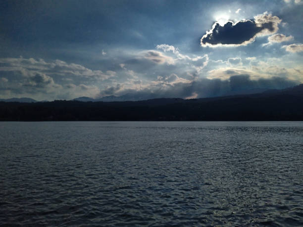 Summer evening on a lake stock photo