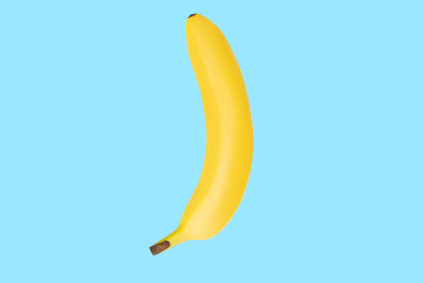 istock Fresh raw yellow banana. On a blue background. 1456387031