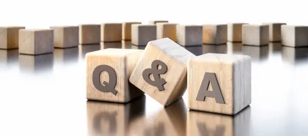 3D render of a Questions and Answers sign on a white background