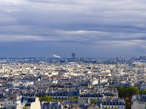 Paris overlook from Montmartre hill, France