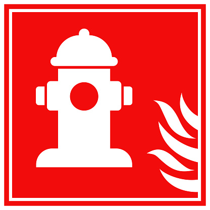Fire Hydrant Fire Sign Vector. Stock Illustration