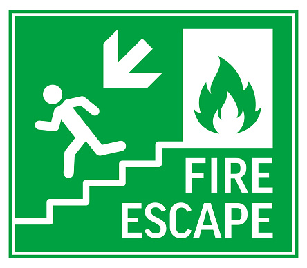 Emergency Exit Sign. Vector Stock Illustration. Fire Exit. Emergency Exit. Green Warning Exit Sign. Up Straight Direction