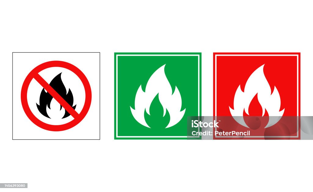 More Fire Less Fire Sign Fire And No Fire Sign Vector Set Stock Illustration Isolated Stock ...