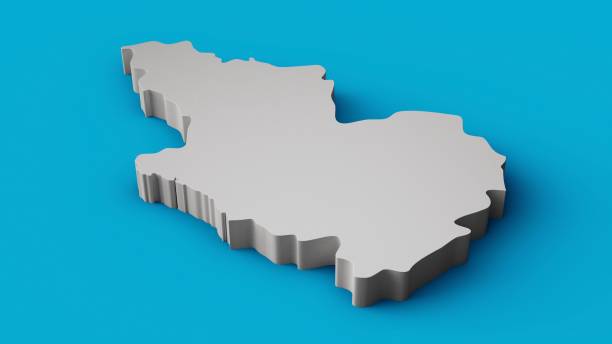 istock 3D rendering of the Madina map isolated on the blue background 1456397275