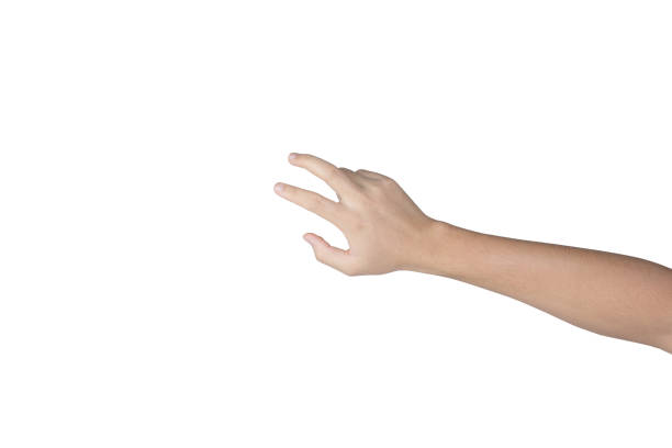 istock Man hand clicking something isolated on white background 1456402155