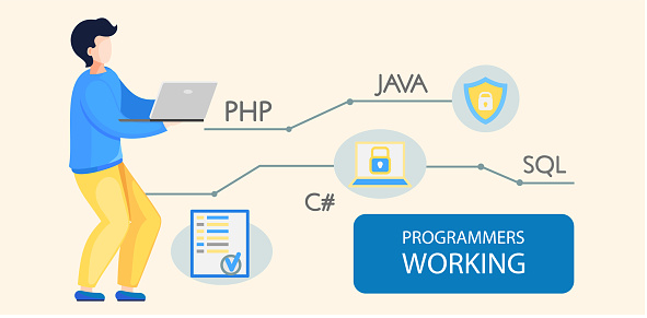 Programmer Engineering And Coding Programmer Working On Web Development ...