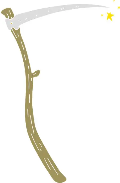 Vector illustration of flat color illustration of sharp scythe