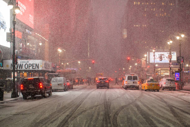 istock Brightly lit Manhattan intesection during heavy snowstorm 1456408616