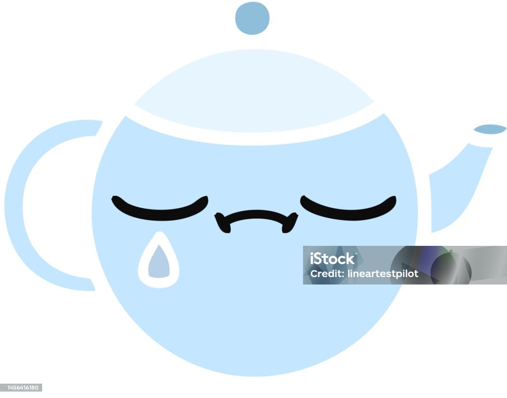 Sad Tea Flat Color Retro Cartoon Of A Sad Tea Pot Stock Illustration - Download ...