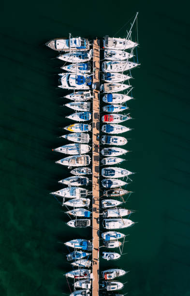 istock Drone View Moored Yachts in the Marina 1456416495