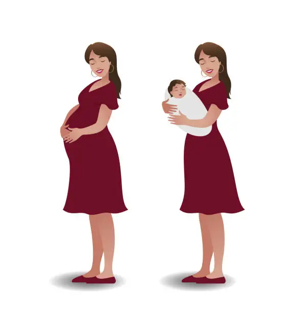 Vector illustration of Happy pregnant woman