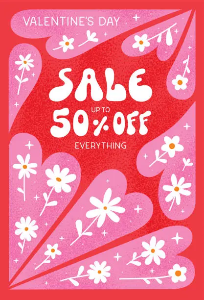 Vector illustration of Valentines day sale vertical template