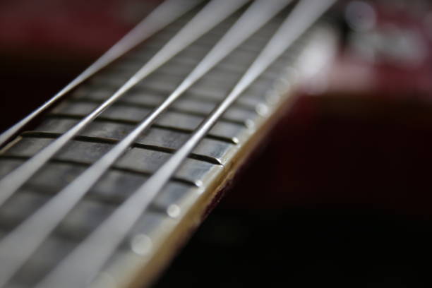 istock Vintage bass guitar strings, close up. 1456426079