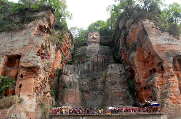 The Leshan Giant Buddha near Chengdu, China stock photo