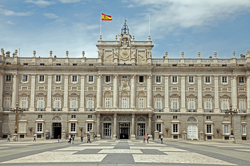 The Royal Palace of Madrid is the official residence of the Spanish royal family in the city of Madrid, although it is now used only for state ceremonies. The palace is 135,000 m² in area and contains 3,418 rooms. It is the largest royal palace in Europe.