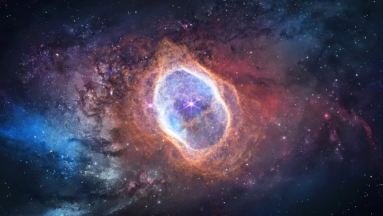 Galaxy and stars. Deep space in the sky. Nebula. Render image space art. Elements of this image furnished by NASA (url: https://www.nasa.gov/images/content/338878main_ring-hs-1999-01-a-1024_946-710.jpg https://www.nasa.gov/sites/default/files/styles/full_width_feature/public/thumbnails/image/hubble_cha1_mosiac.jpg)
