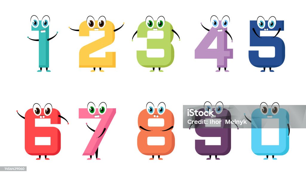 Numbers With Faces Numbers With Faces Stock Illustration - Download Image Now - Algebra ...