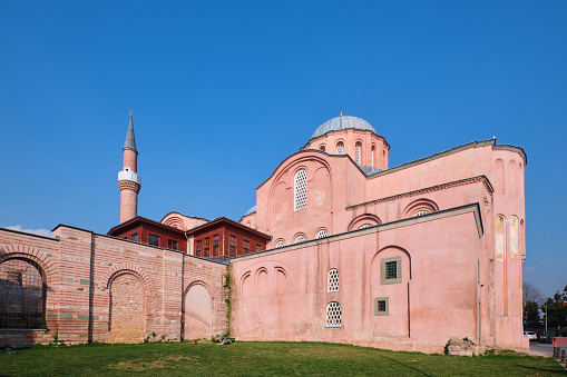 Istanbul, Turkey - January, 2023: Zeyrek Mosque, or Monastery of the Pantocrator, Converted from 2 East Orthodox churches and a chapel, Pantokrator is the 2nd largest Byzantine building in Istanbul