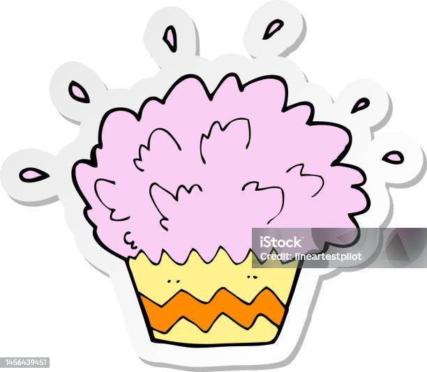 Cartoon Cake Exploding Sticker Of A Cartoon Exploding Cupcake Stock Illustration - Download ...