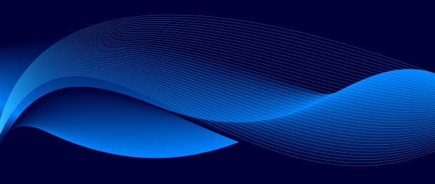 Smooth flow of wavy shape with gradient vector abstract background, dark blue design curve line energy motion, relaxing music sound or technology. Smooth flow of wavy shape with gradient vector abstract background, dark blue design curve line energy motion, relaxing music sound or technology. wave abstract background stock illustrations