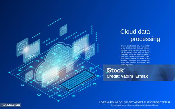 Cloud Process Vector Cloud Data Processing Vector Concept Stock Illustration - Download ...