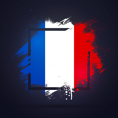 French Flag Graffiti Style With Black Frame