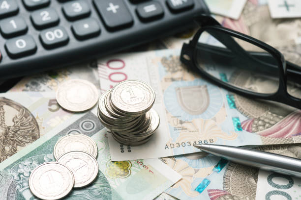 istock Polish money, coins stack, polish currency concept 1456447350