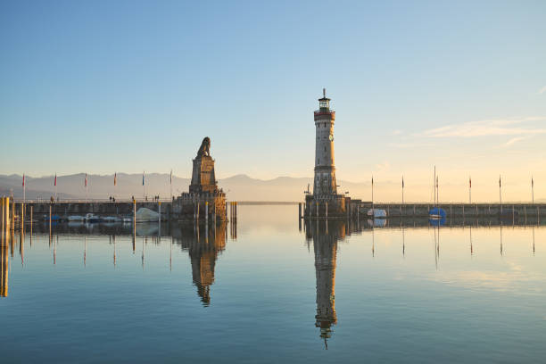 istock Beautiful sunset in lindau harbor, Germany. 1456448368
