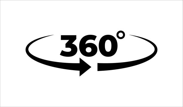 Flat 360 rotation vector icon. 360 degree arrow . Black vector illustration 10 eps Flat 360 rotation vector icon. 360 degree arrow . Black vector illustration 10 eps 360 degree view stock illustrations