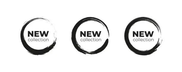 Vector illustration of New collection tags . Collection of  black grunge banners on white background. new collection sale icon , vector design . 10 eps
